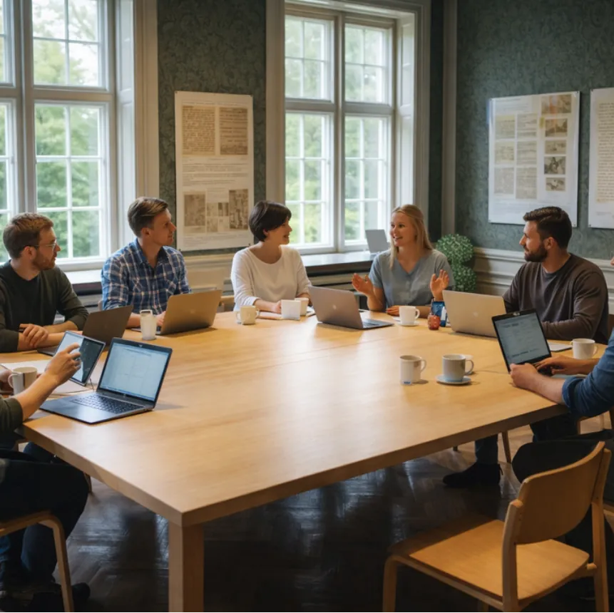 Illustrasjon av et rom for samtaler og arrangementer